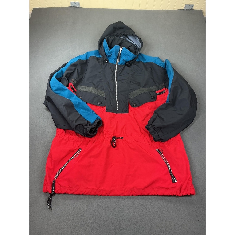 Obermeyer Jacket Mens XL Red Black Breckenridge‎ 1/2 Zip Hooded Ski Pullover